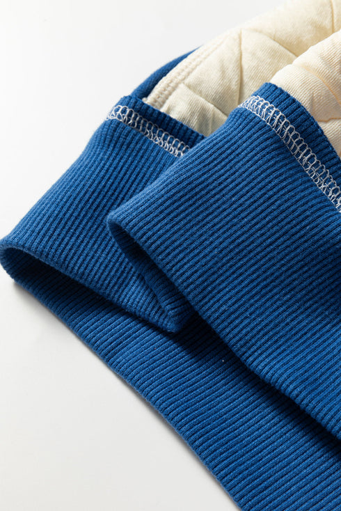 Diamond Quilted Mixed Texture Button Front Hoodie