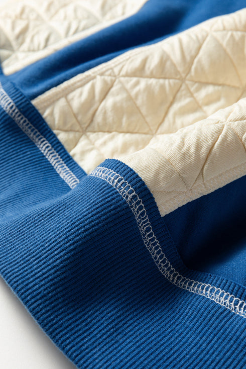 Diamond Quilted Mixed Texture Button Front Hoodie