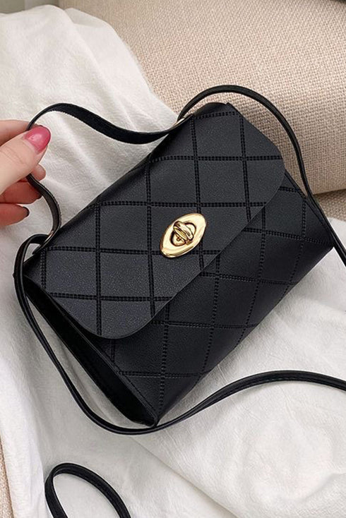 Diamond Quilted PU Leather Chain Strap Shoulder Bag