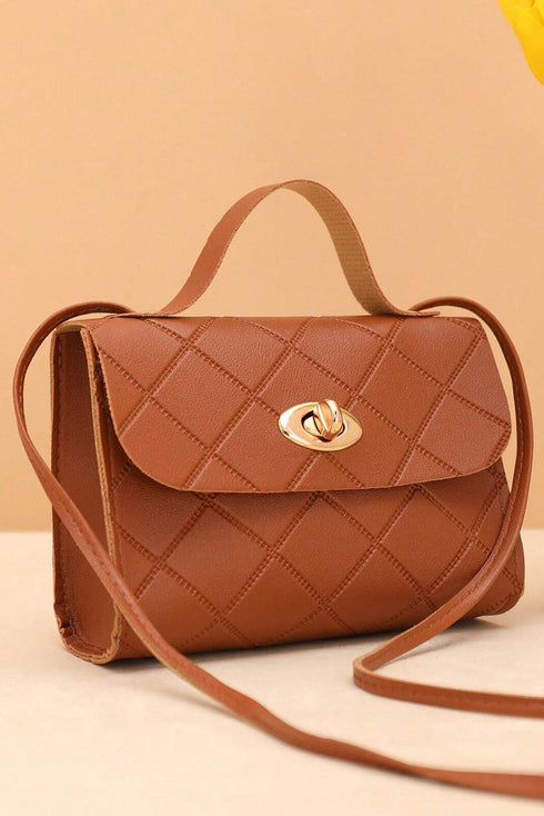Diamond Quilted PU Leather Chain Strap Shoulder Bag