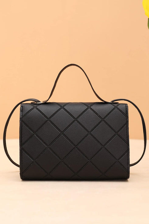 Diamond Quilted PU Leather Chain Strap Shoulder Bag