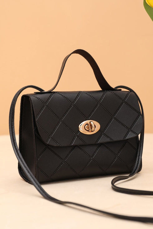 Diamond Quilted PU Leather Chain Strap Shoulder Bag