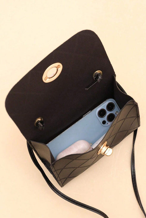 Diamond Quilted PU Leather Chain Strap Shoulder Bag