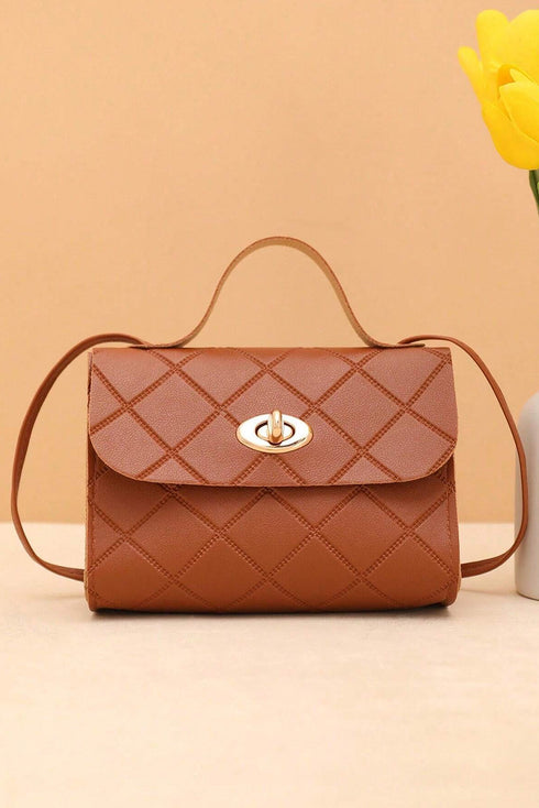Diamond Quilted PU Leather Chain Strap Shoulder Bag