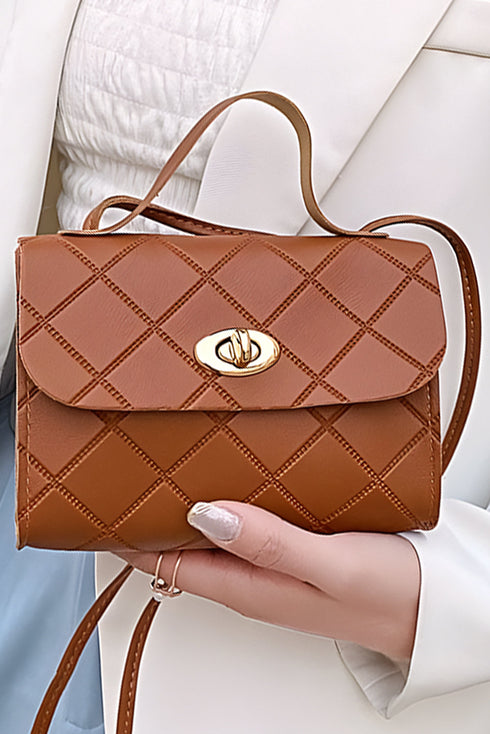 Diamond Quilted PU Leather Chain Strap Shoulder Bag