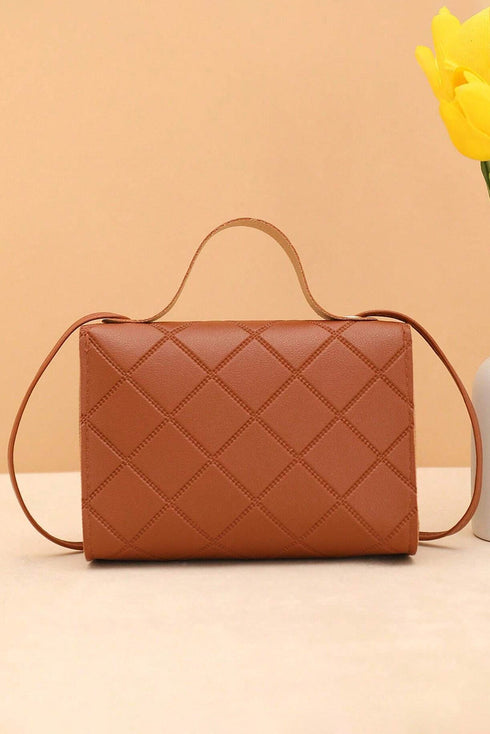 Diamond Quilted PU Leather Chain Strap Shoulder Bag