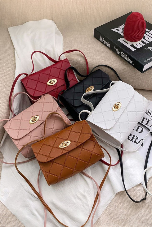 Diamond Quilted PU Leather Chain Strap Shoulder Bag