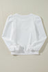 Diamond Quilted Puff Sleeve Crew Neck Sweatshirt