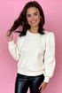 Diamond Quilted Puff Sleeve Crew Neck Sweatshirt