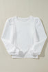 Diamond Quilted Puff Sleeve Crew Neck Sweatshirt