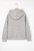 Diamond Quilted Quarter Zip Raglan Drawstring Hoodie