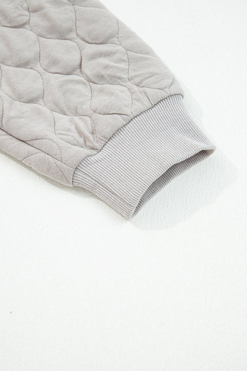 Diamond Quilted Quarter Zip Raglan Drawstring Hoodie