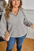 Diamond Quilted Quarter Zip Raglan Drawstring Hoodie