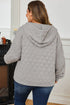 Diamond Quilted Quarter Zip Raglan Drawstring Hoodie