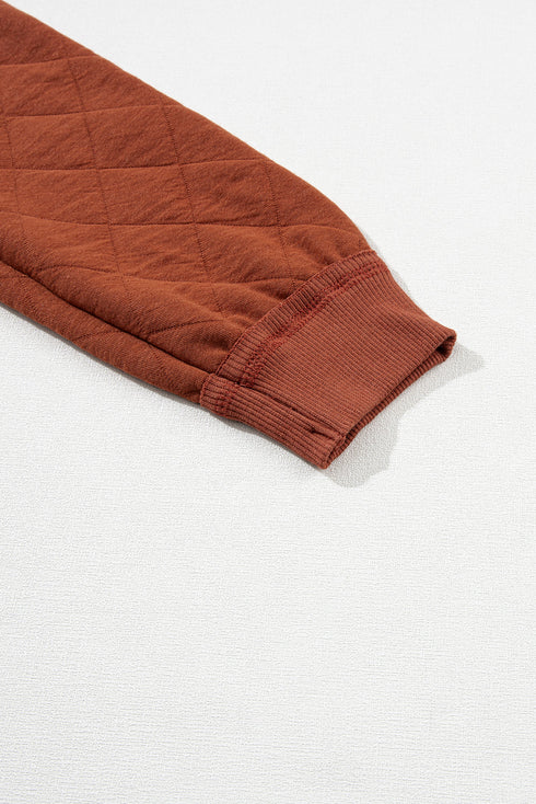 Diamond Quilted Sleeve Relaxed Fit Pullover Hoodie