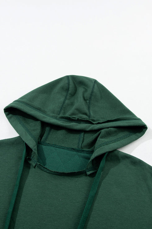 Diamond Quilted Sleeve Relaxed Fit Pullover Hoodie