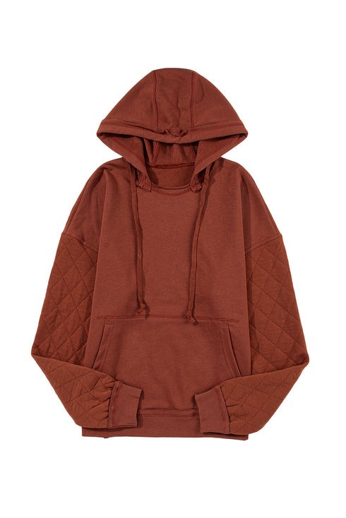 Diamond Quilted Sleeve Relaxed Fit Pullover Hoodie