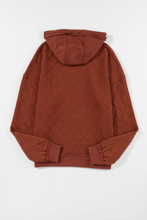 Diamond Quilted Sleeve Relaxed Fit Pullover Hoodie