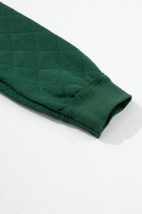 Diamond Quilted Sleeve Relaxed Fit Pullover Hoodie