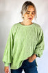 Diamond Texture Drop Shoulder Balloon Sleeve Top