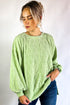 Diamond Texture Drop Shoulder Balloon Sleeve Top