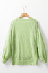 Diamond Texture Drop Shoulder Balloon Sleeve Top
