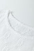 Diamond Texture Eyelet Button Cuff Sleeve Top
