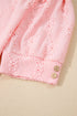 Diamond Texture Eyelet Button Cuff Sleeve Top