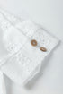 Diamond Texture Eyelet Button Cuff Sleeve Top