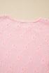 Diamond Texture Eyelet Button Cuff Sleeve Top