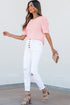 Diamond Texture Eyelet Button Cuff Sleeve Top
