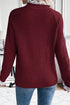 Diamond Textured Mock Neck Lace Trim Knit Sweater