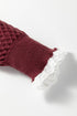 Diamond Textured Mock Neck Lace Trim Knit Sweater
