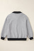 Diamond Textured Quilted Button Neck Collared Pullover