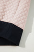 Diamond Textured Quilted Button Neck Collared Pullover
