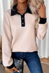 Diamond Textured Quilted Button Neck Collared Pullover