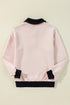 Diamond Textured Quilted Button Neck Collared Pullover