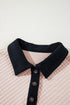 Diamond Textured Quilted Button Neck Collared Pullover