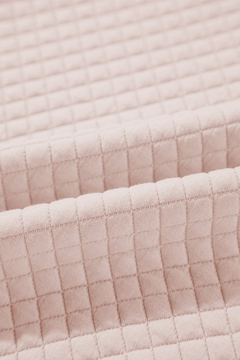 Diamond Textured Quilted Button Neck Collared Pullover