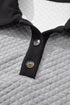 Diamond Textured Quilted Button Neck Collared Pullover