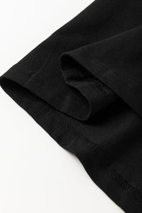 Dimensional Crochet Flower Applique Drop Shoulder Tee