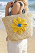 Dimensional Crochet Flower Boho Woven Shoulder Bag