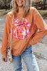 Disco Pumpkin Bow Graphic Corded Crewneck Sweatshirt