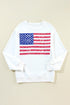 Distressed American Flag Graphic Crew Neck Sweatshirt