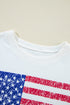 Distressed American Flag Graphic Crew Neck Sweatshirt