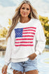 Distressed American Flag Graphic Crew Neck Sweatshirt