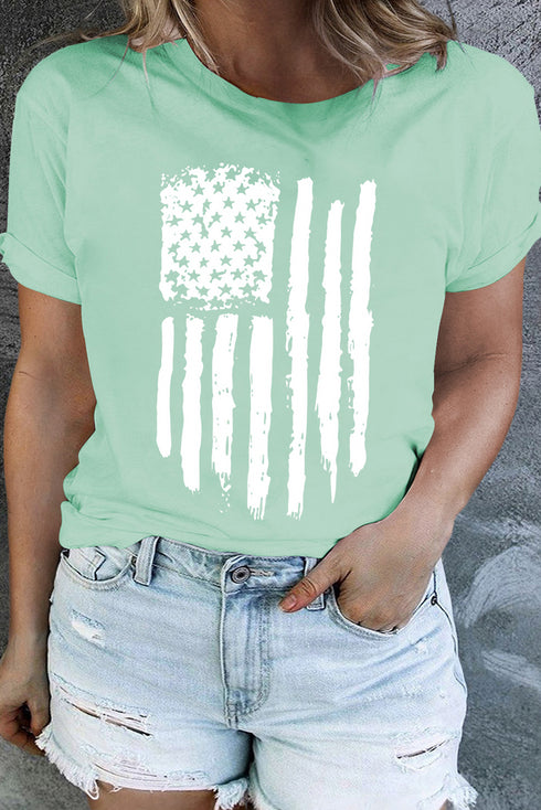 Distressed American Flag Graphic Relaxed Fit Plus Size Tee