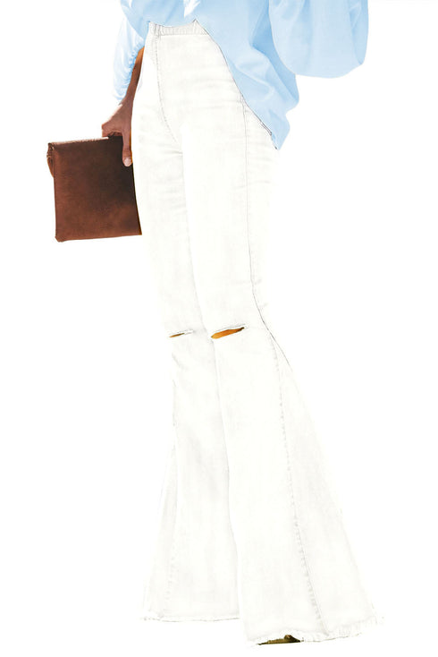 Distressed Bell Bottom Denim Pants