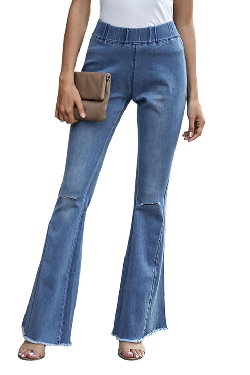 Distressed Bell Bottom Denim Pants