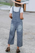 Distressed Bib Pocket Wide Leg Denim Overall Jumpsuit